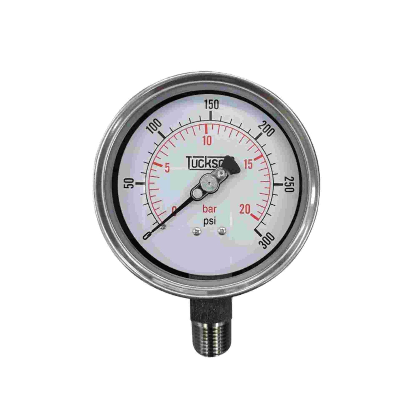 MANOMETRO CARATULA DE 4 PULGADAS RANGO 0 A 300 PSI 20 BAR ROSCA POSTERIOR DE 1/4 NPT FULL ACERO INOX