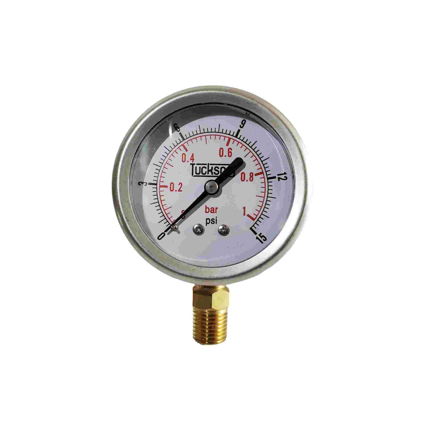 MANOMETRO CARATULA DE 2.5 PULGADAS RANGO DE 0 A 1 BAR ROSCA INFERIOR VERTICAL DE 1/4 NPT FULL ACERO INOX