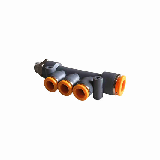 RACOR DISTRIBUIDOR ROSCA 1/4 MANGUERA 10MM Y 8MM