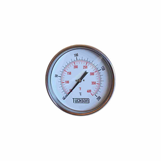 TERMOMETRO BIMETALICO CARATULA DE 6 PULGADAS VASTAGO HORIZONTAL DE 6 PULGADAS RANGO DE 10 A 200 GRADOS CENTIGRADOS TUCKSON