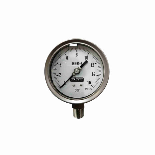 MANOMETRO CARATULA DE 4 PULGADAS RANGO DE -1 A 0 BAR Y DE 0 A 12 MPA ROSCA INFERIOR VERTICAL DE 1/2 NPT FULL ACERO INOX