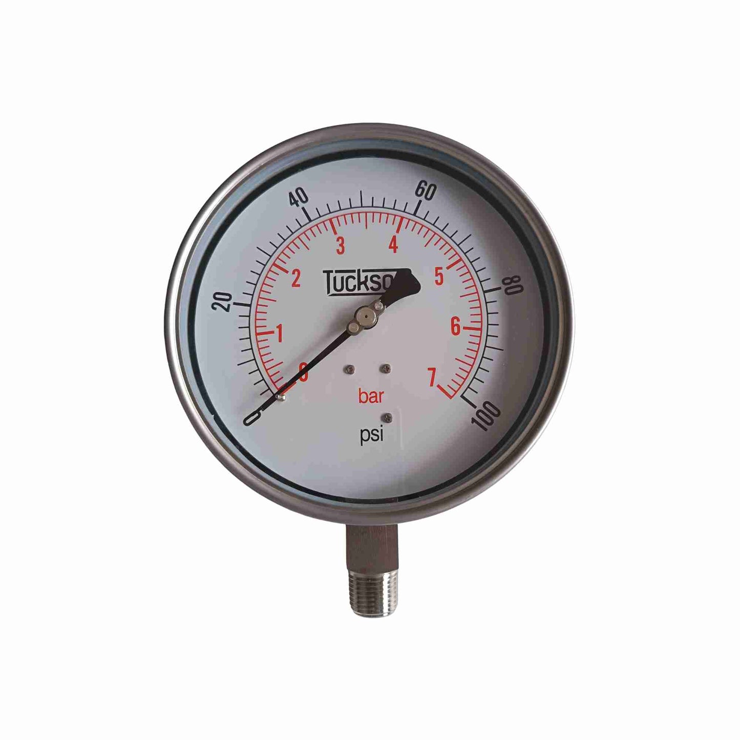 MANOMETRO CARATULA DE 6, RANGO DE 0 A 100 PSI ROSCA 1/2 INOX TUCKSON