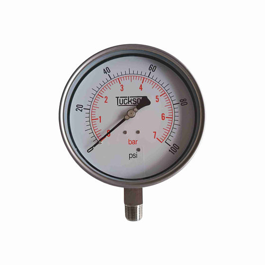 MANOMETRO CARATULA DE 6, RANGO DE 0 A 100 PSI ROSCA 1/2 INOX TUCKSON