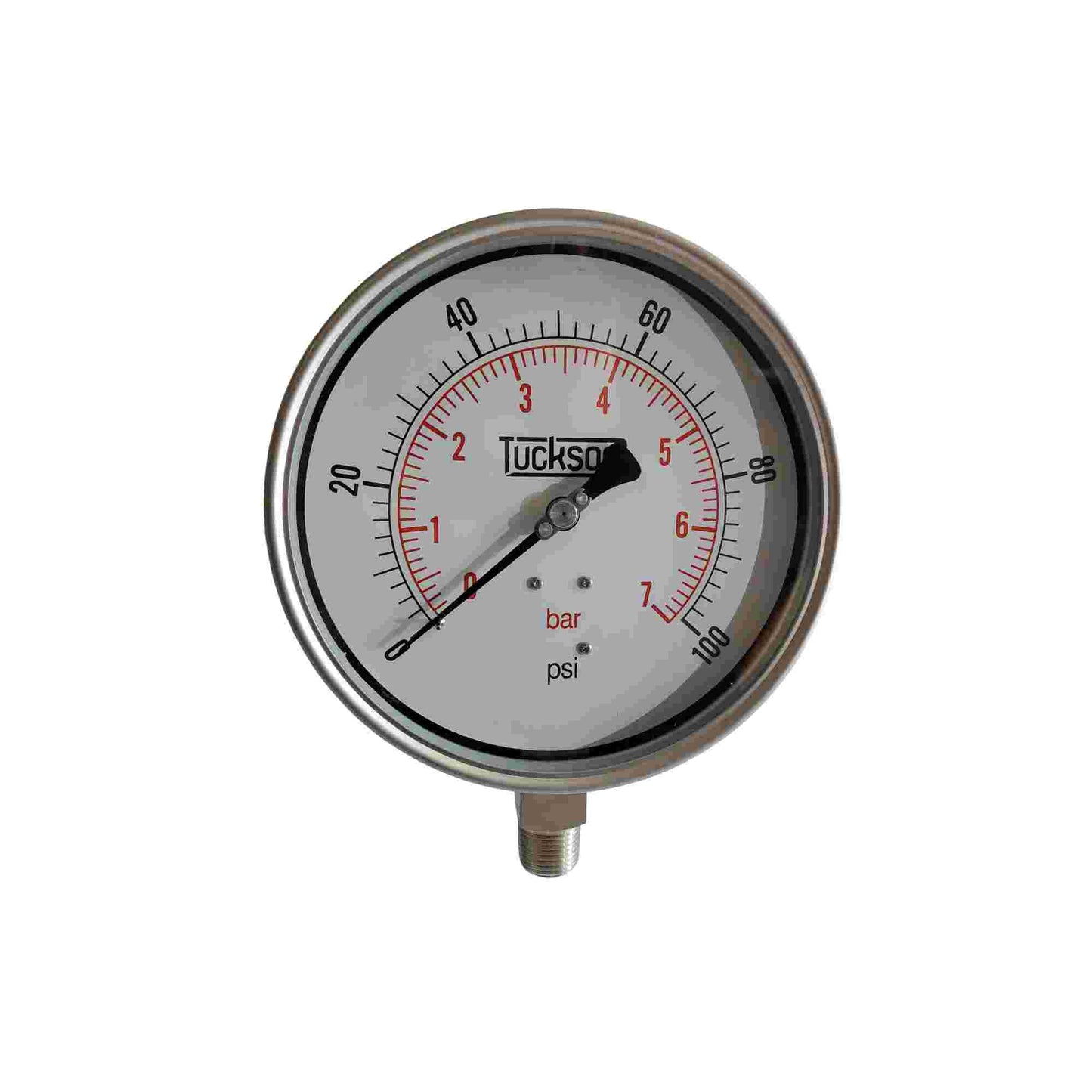 MANOMETRO CARATULA DE 6 PULGADAS RANGO DE 0 A 600 PSI 40 BAR ROSCA INFERIOR VERTICAL DE 1/2 NPT FULL ACERO INOX CON GLICERINA NOTA