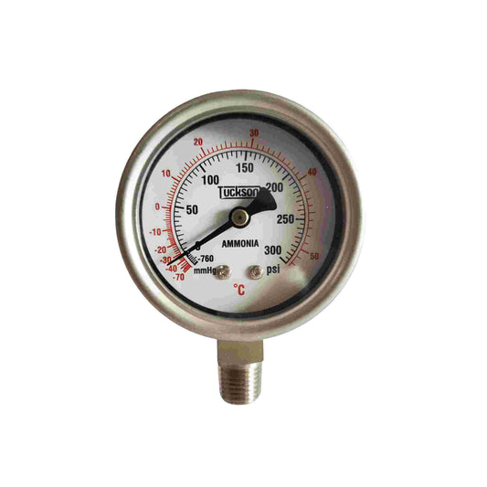 MANOMETRO CARATULA DE 2.5 PULGADAS PARA AMONIACO RANGO DE 0 A 150 PSI Y DE -70 A 50 C