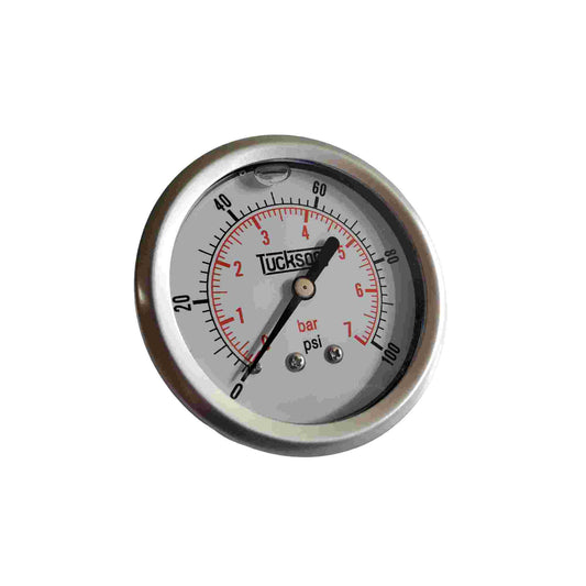 MANOMETRO CARTULA DE 2.5 PULGADAS RANGO DE 0 A 100 PSI 7 BAR ROSCA POSTERIOR HORIZONTAL DE 1/4 NPT FULL ACERO INOX C/GLICERINA